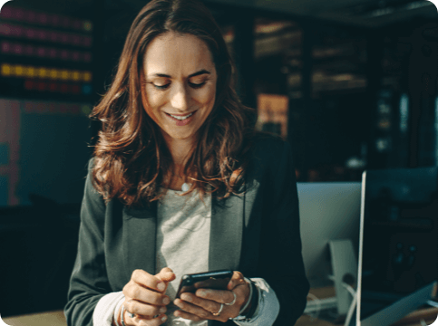 Woman using mobile device